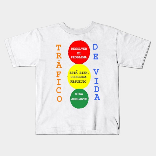 Spanish Life Traffic Design on White Background Kids T-Shirt by 2triadstore